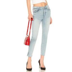 GRLFRND Jeans Denim Karolina Raw Hem High Rise Titanium Light Blue Wash Skinny